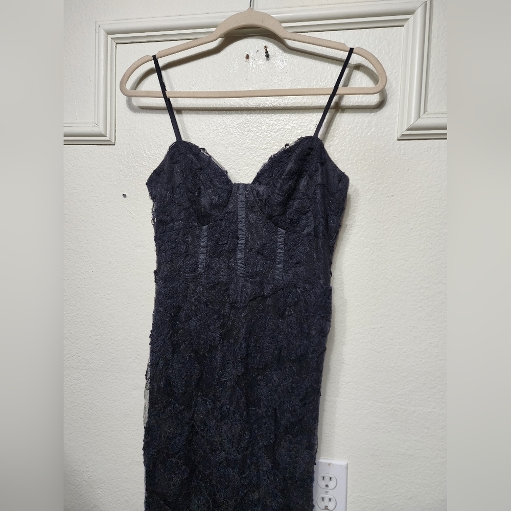 Lulus Sultry Direction Black Floral Lace Sheer Bustier Maxi Dress S Wedding - Picture 7 of 11